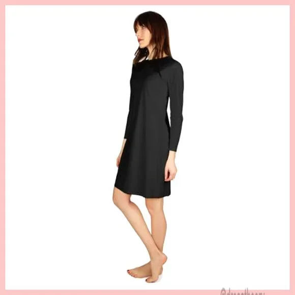 Long Sleeve Slip Dress, Nylon Bonded, Tag-Free, Layering Essential